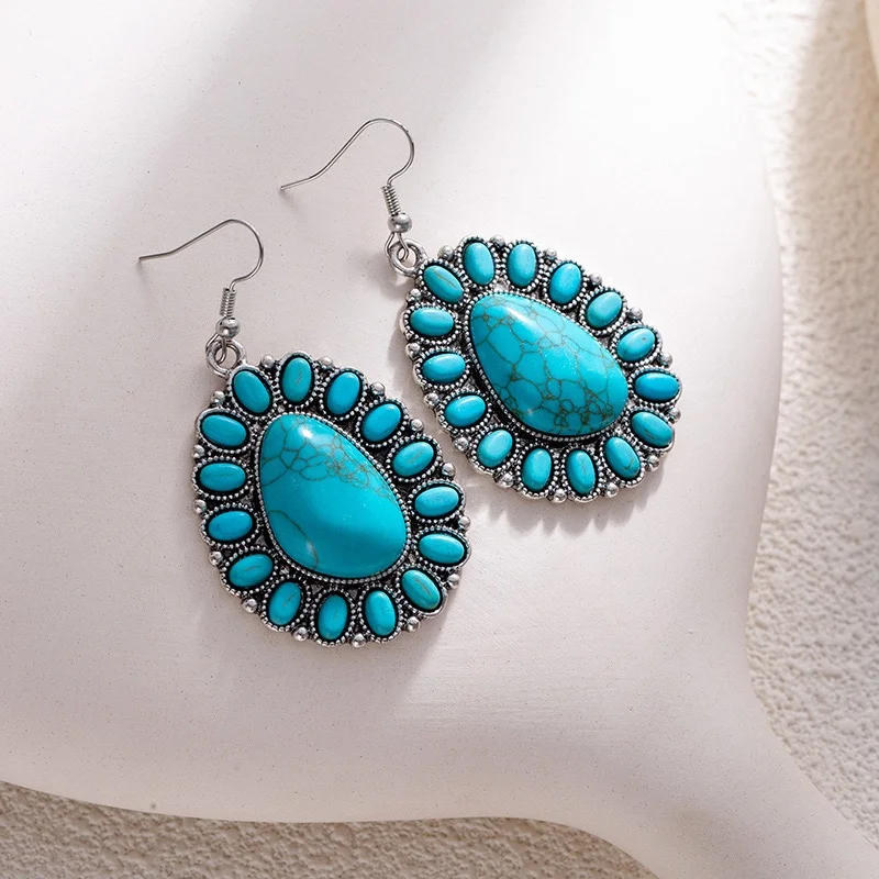 Turquoise earrings unique fishhook