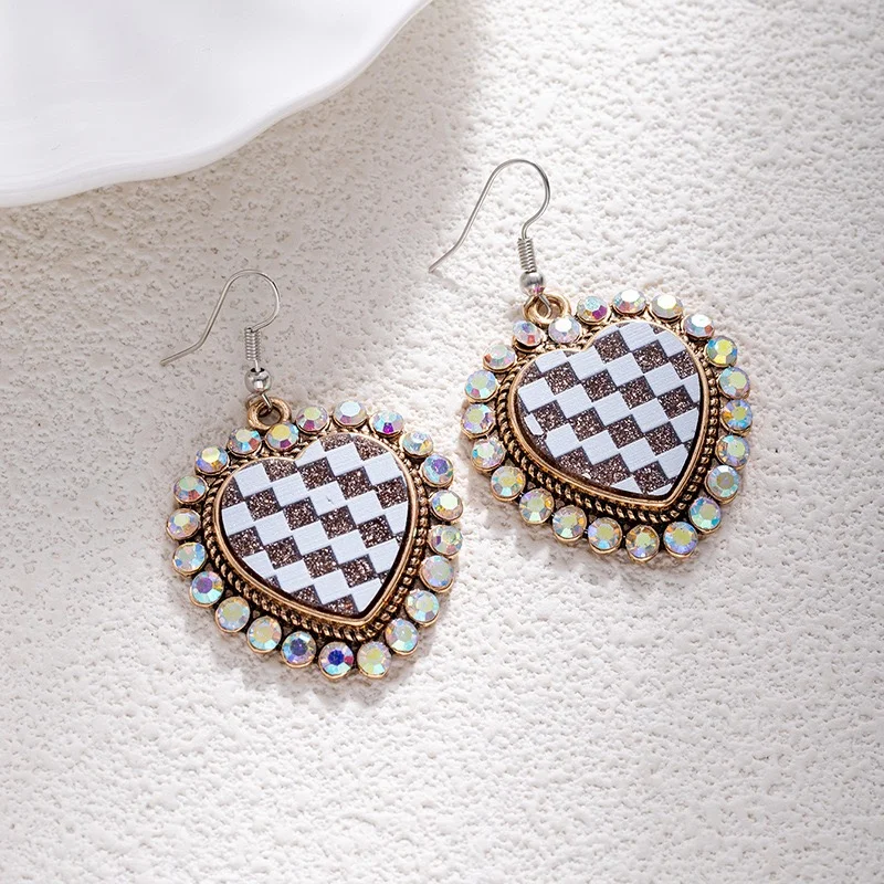 Cute checkered hearts dangling 4colors