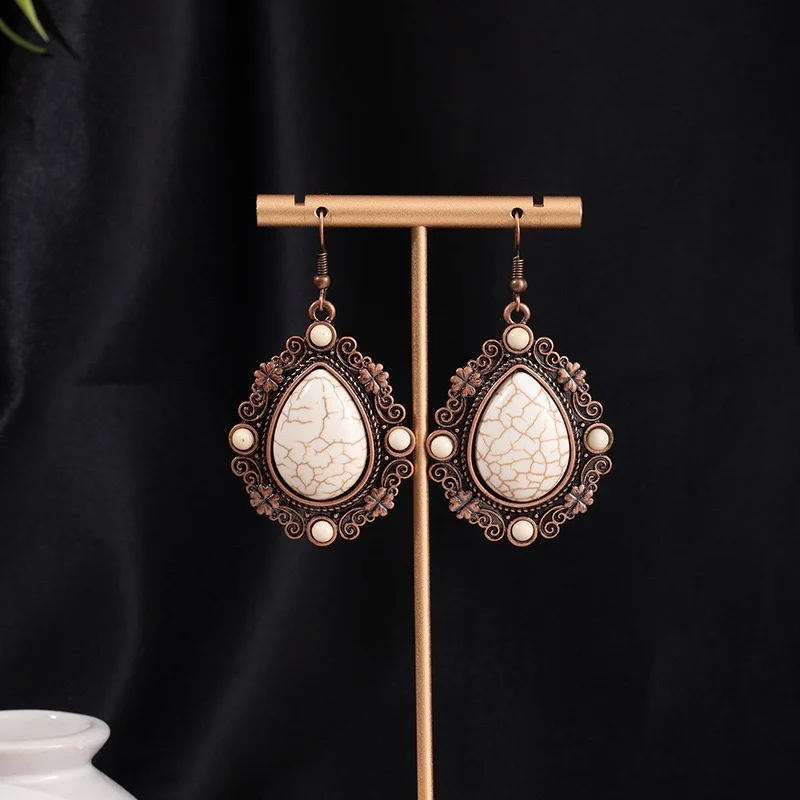 Western turquoise stone earrings 3colors