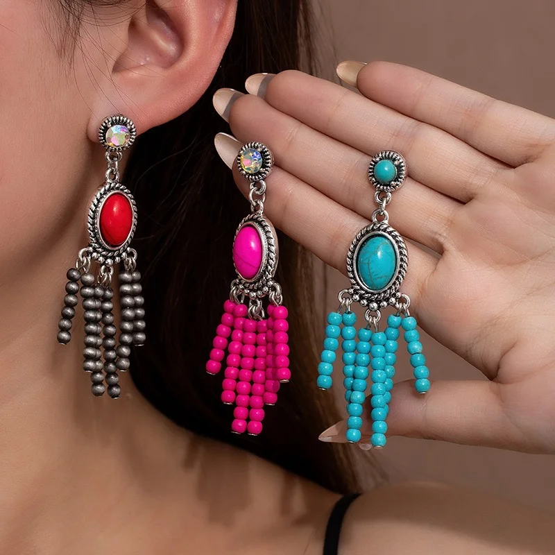 Turquoise earrings country style