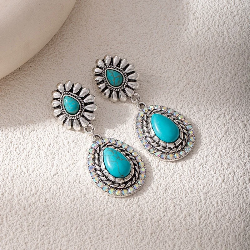 Pretty turquoise stone earrings gift water drops