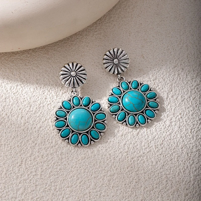 Flowers turquoise earrings