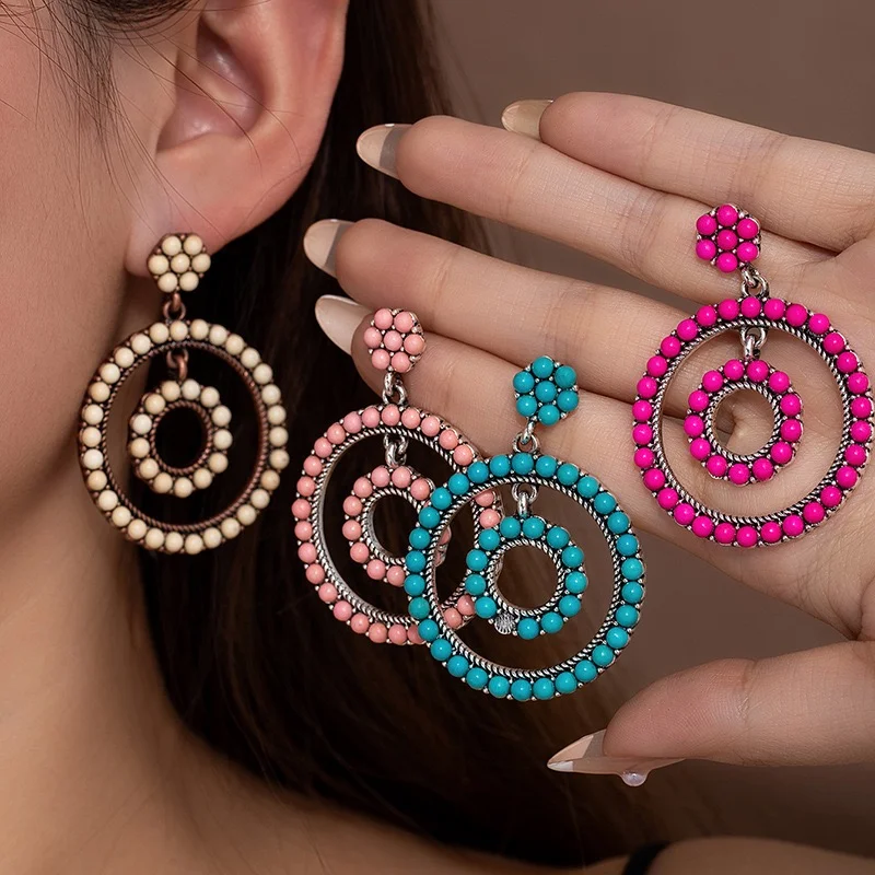 Boho style turquoise earrings western design