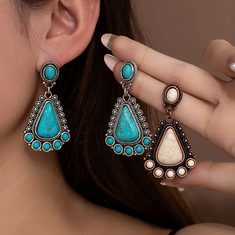 Cute turquoise paw earrings two color optional
