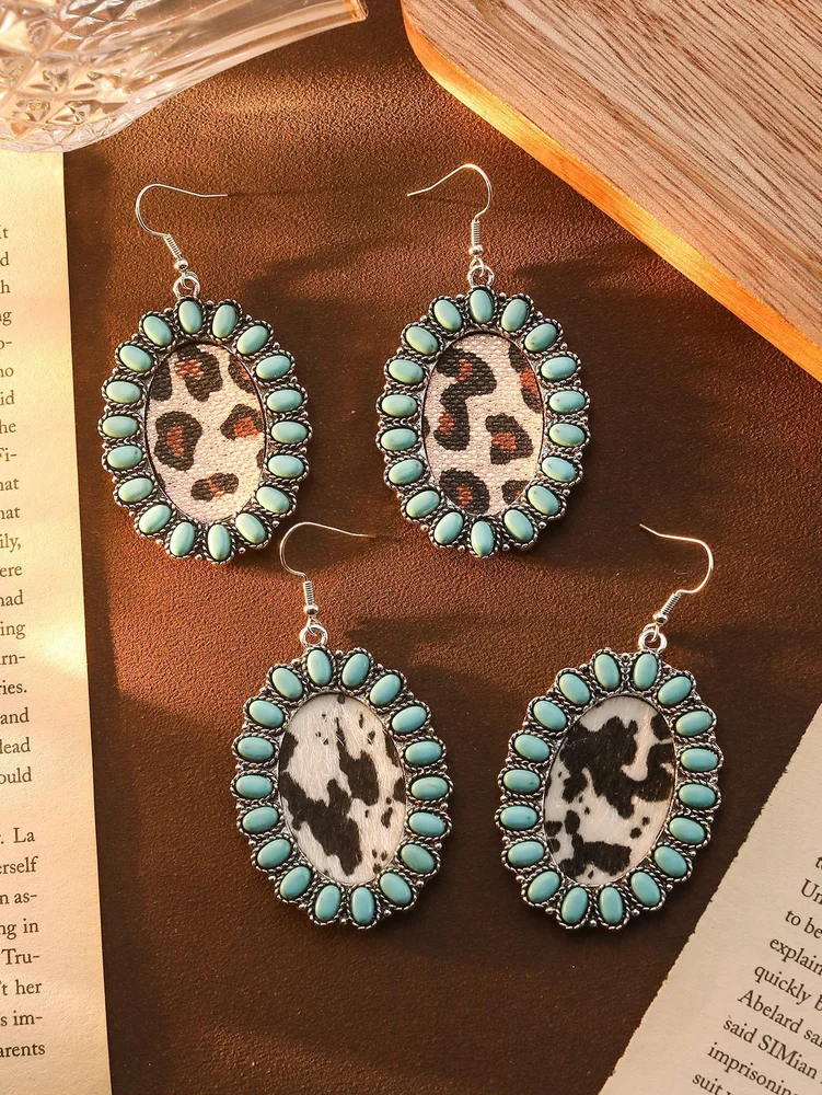 Turquoise beads leopard cheetah design