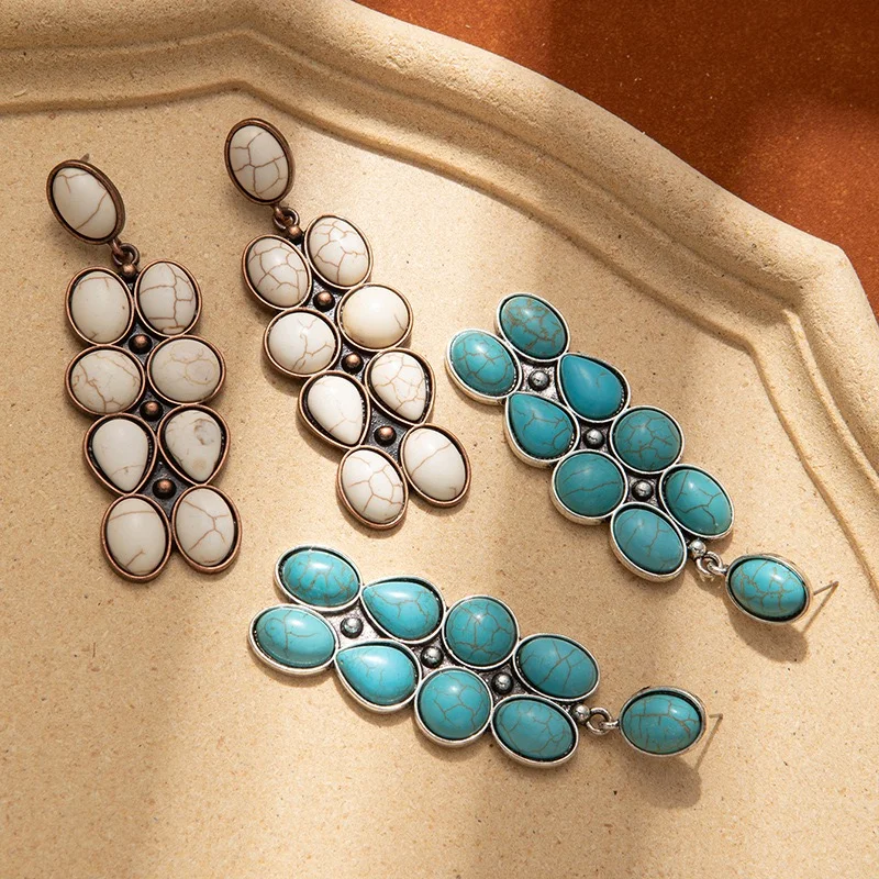 Unique design turquoise stone earrings