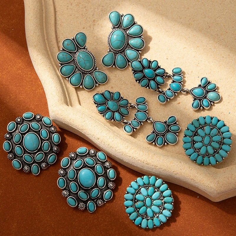 Turquoise studs earrings unique style