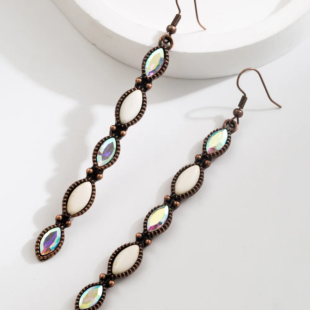 Long dangles unique western earrings with turquoise stone cow girls
