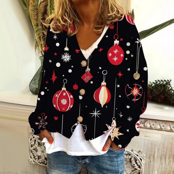 Women's Fashion Short Coat Casual Long Sleeve Printed Single Breasted Plush Top - Image 22