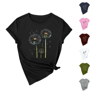 Women's Loose Daily Casual Round Neck Short Sleeved Fashion Printed T-Shirt