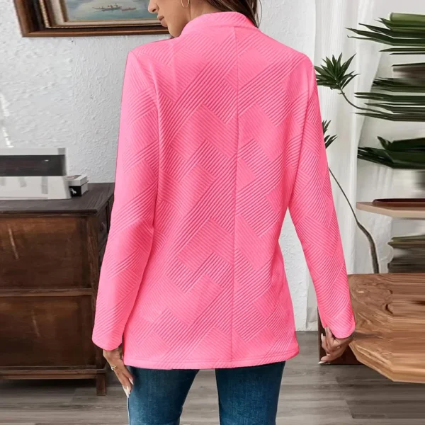 Women's Solid Color Medium Long Casual Cardigan Knitted With Loose Sweater Coat - Image 8