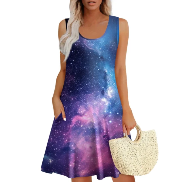 Womens Summer Dresses Easter Print  Loose U Neck Sleeveless Sundresses Dress - Image 25