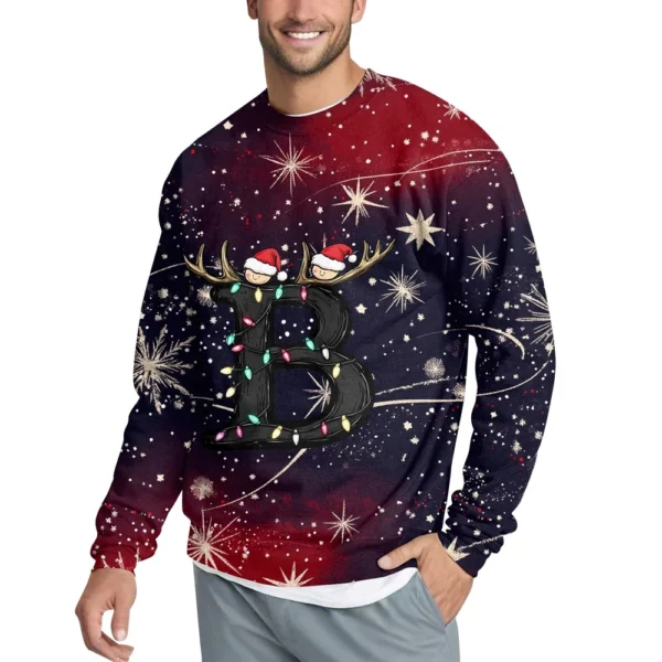 Men's Casual Fashion Comfortable Christmas Printed Round Neck Pullover - Image 8