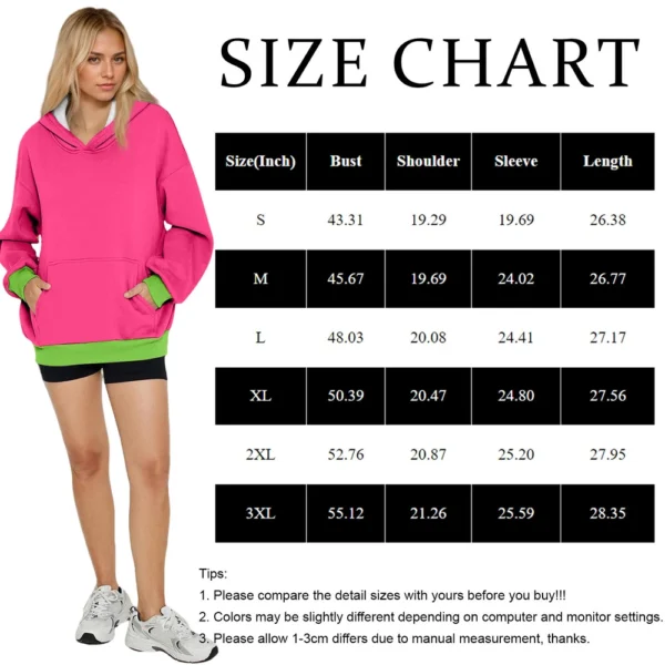 Womens Oversized Sweatshirts Fleece Hoodies Long Sleeve Shirts Pullover Fall - Image 30