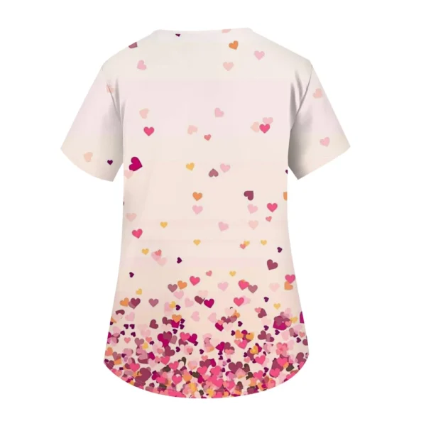 Women's Fashion V-neck Short Sleeve Workwear With Pockets Printed Tops - Image 11