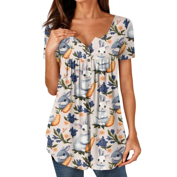 Women's Loose Round Neck Printed Fashion Short Sleeved Casual Daily T-Shirt - Image 28