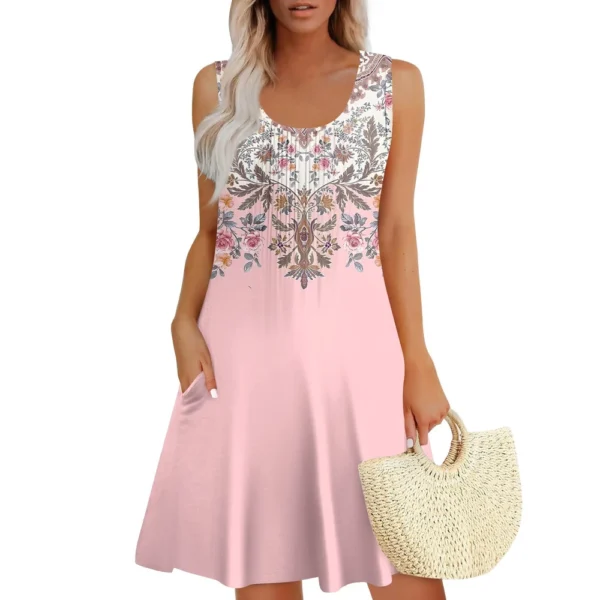 Womens Summer Dresses Loose  Sleeveless Sundresses Dress With Pockets - Image 26