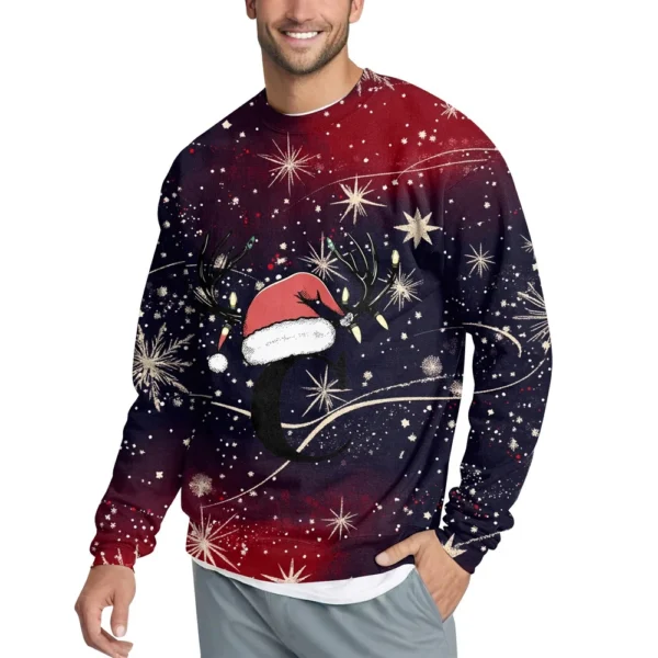 Men's Casual Fashion Comfortable Christmas Printed Round Neck Pullover - Image 10