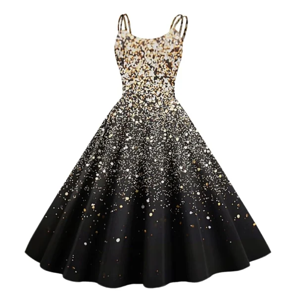 Women's Printed Strapless Gothic Cocktail Fashion Sexy Christmas Dress Punk - Image 14