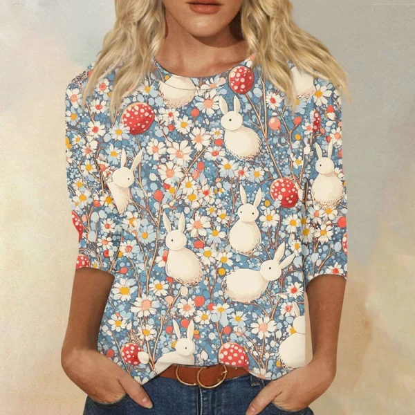 Women's Loose Printed Casual Round Neck Short Sleeved Daily Fashion T-Shirt - Image 22