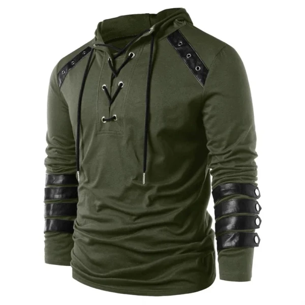Fall And Winter Hooded Men's Leather Casual Personality Fashion Hoodie - Image 13