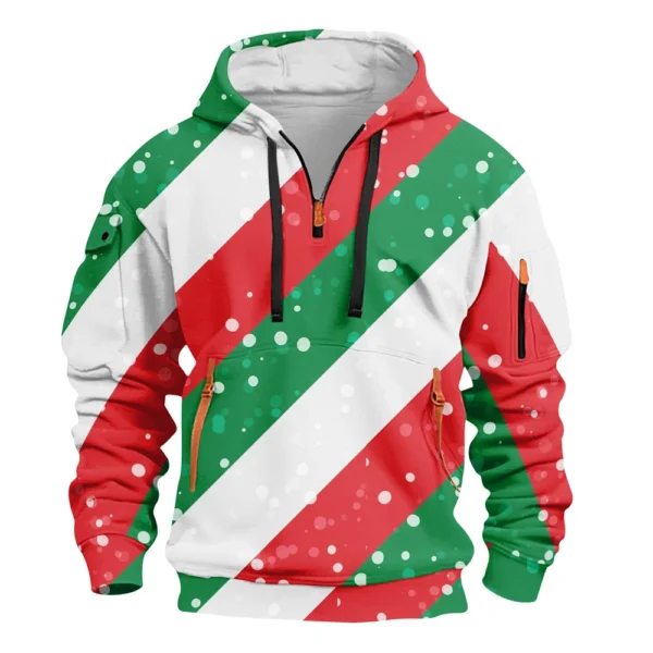 Men's Printed Sweatshirt Hoodie Zipper Arm Pocket Cardigan Men's Sports Large - Image 10