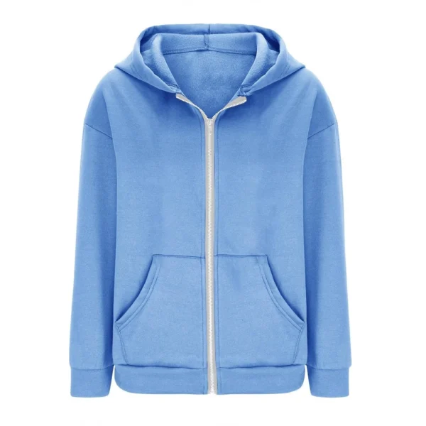 Womens Zip Up Hoodies Fall Jacket Oversized Casual Hooded Sweatshirts - Image 5