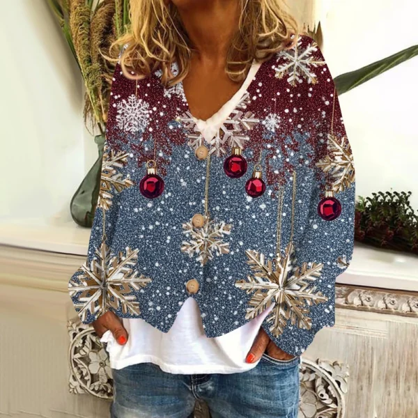 Women's Fashion Short Coat Casual Long Sleeve Printed Single Breasted Plush Top - Image 43