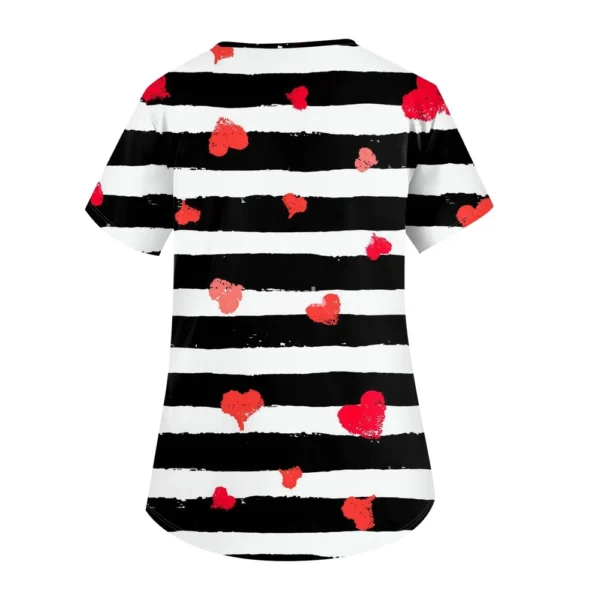 Women's Fashion V-neck Short Sleeve Workwear With Pockets Printed Tops - Image 12
