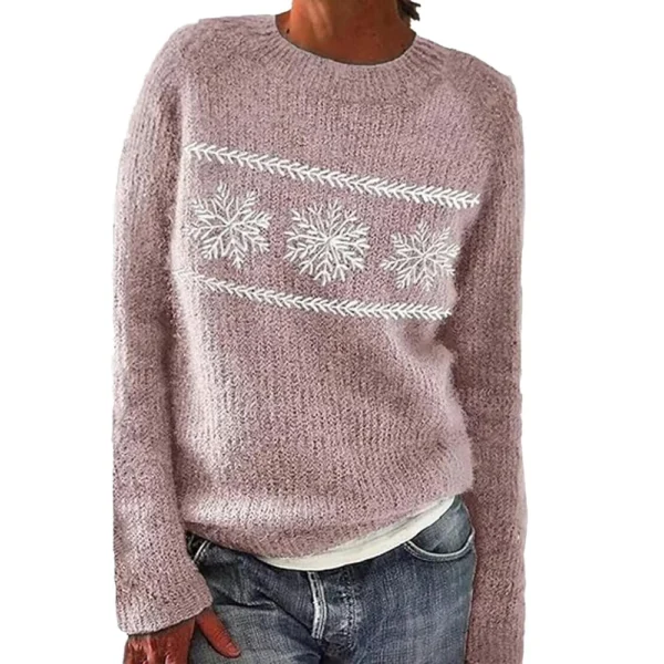 Women's Fashionable Casual Printed Round Neck Pullover Loose Long Sleeved - Image 23