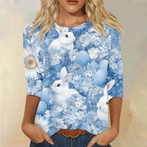 Women's Loose Printed Casual Round Neck Short Sleeved Daily Fashion T-Shirt - Image 13