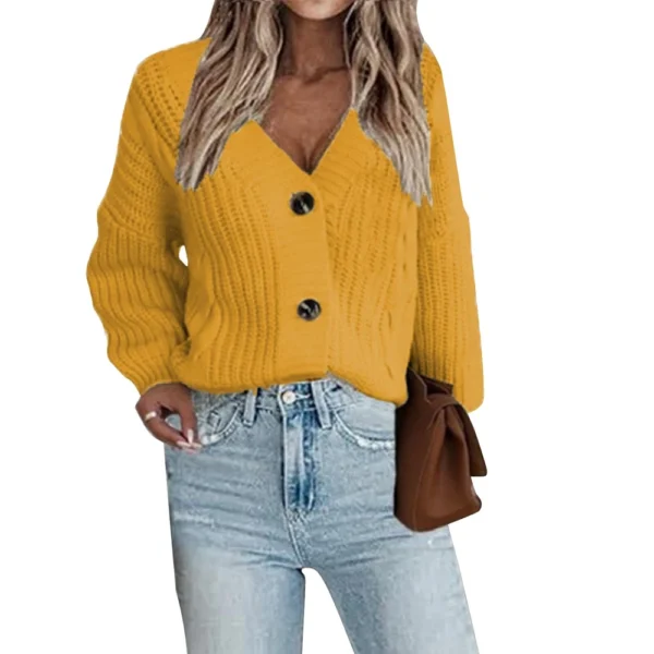 Women's Fashion V-neck Knitted Twisted Cardigan European And American - Image 22