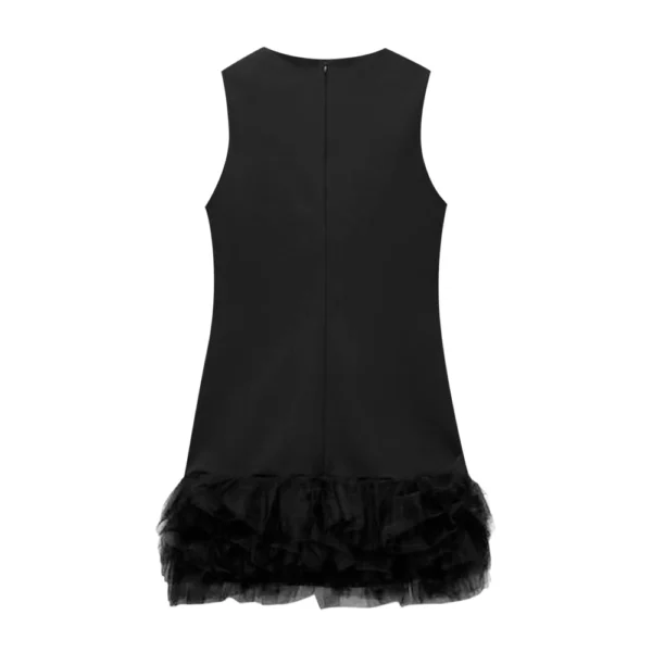 Women's Sleeveless Pleated Dress Pullover Round Neck  Zipper Back Mini Dress - Image 5