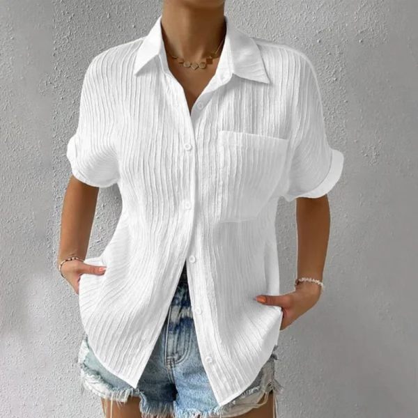 Women's Patchwork Pocket Solid Color Temperament Casual Lapel With Shoulder - Image 31