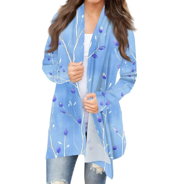 Women's Fashion Casual Vintage Floral Printed Mid-Length Cardigan Jacket - Image 29