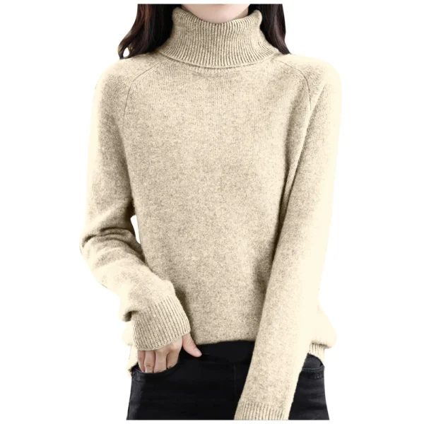 Women's Fashion Wool Long-Sleeved Sweater With Shoulder Insert Solid Color - Image 7
