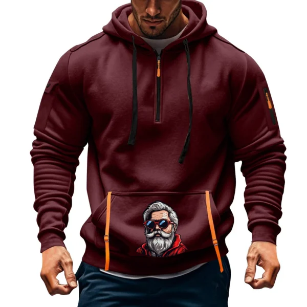 Men's Printed Sweatshirt Hoodie Zipper Arm Pocket Cardigan Men's Sports Large - Image 31