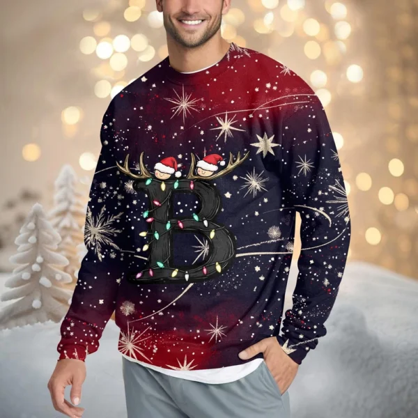 Men's Casual Fashion Comfortable Christmas Printed Round Neck Pullover - Image 16