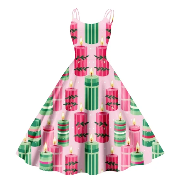 Women's Printed Strapless Christmas Fashion Gothic Cocktail Sexy Dress Punk - Image 26