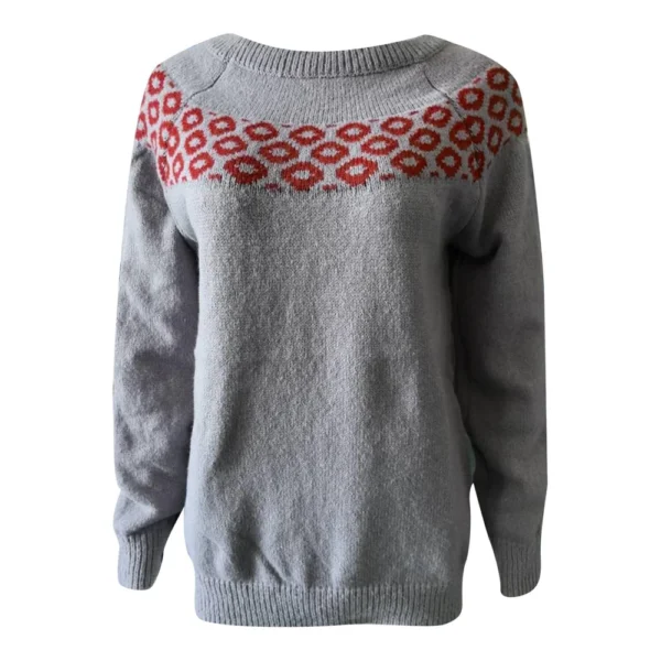 Women's Fashionable Casual Printed Round Neck Pullover Loose Long Sleeved - Image 8