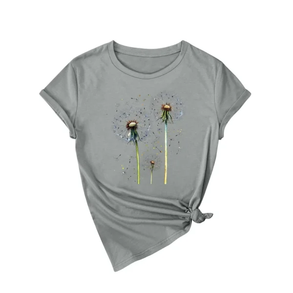 Women's Loose Daily Casual Round Neck Short Sleeved Fashion Printed T-Shirt - Image 6