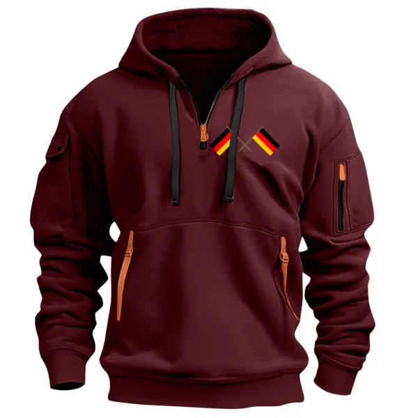Men's Printed Sweatshirt Hoodie Zipper Arm Pocket Cardigan Men's Sports Large - Image 2