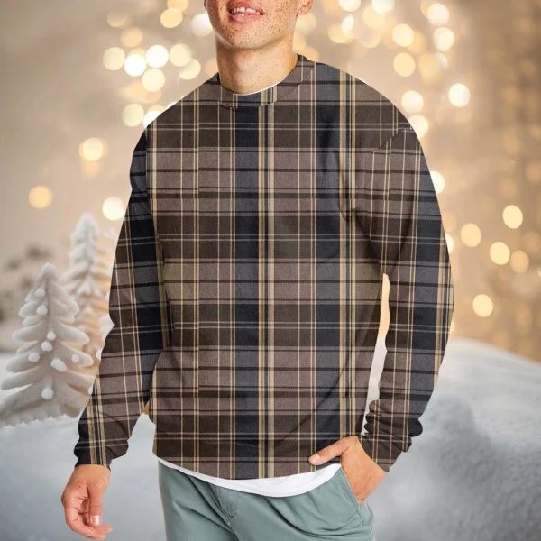 Men's Casual Fashion Comfortable Plaid Round Neck Pullover Sweatshirt Sweatshirt - Image 13