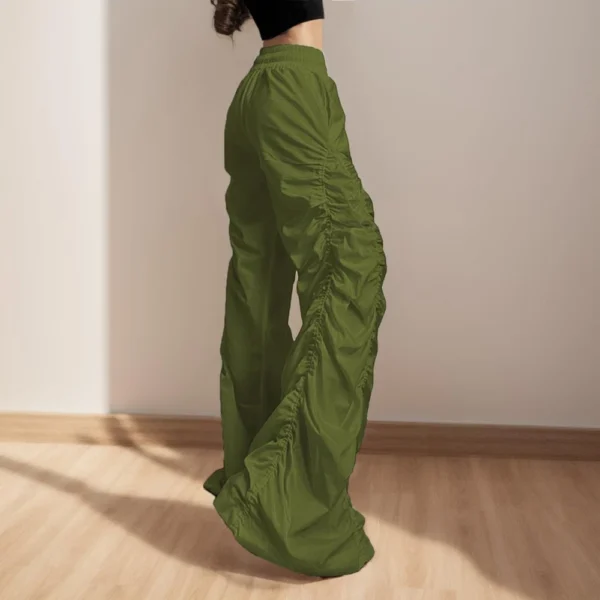 Women's Solid Color Baggy High-waisted Hip Lift Pleated Baggy Lace-up Casual - Image 11