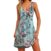 Women's Floral Print Dress, Vest, Skirt With Pockets, Beach Skirt, V-Neck Vest - Image 4