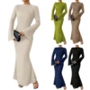 Women's Fall Dresses 2024 Maxi Dresses Solid Flare Sleeve Dress Bodycon Dresses