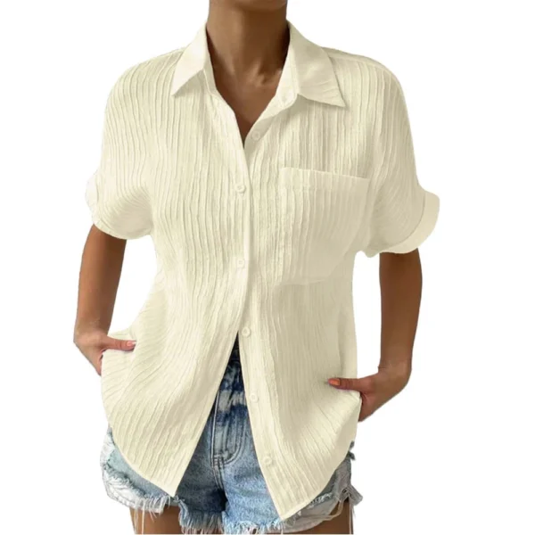 Women's Patchwork Pocket Solid Color Temperament Casual Lapel With Shoulder - Image 14