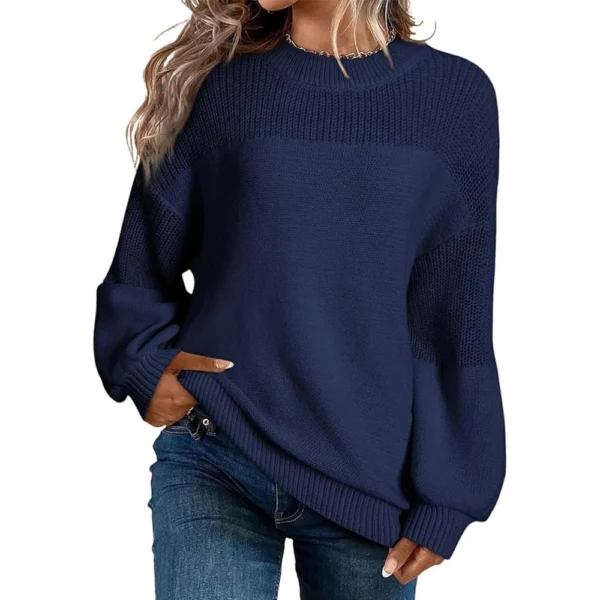 Women's Long Sleeve Winter Season Sweater Sweater Knitted Pullover Round Neck - Image 16