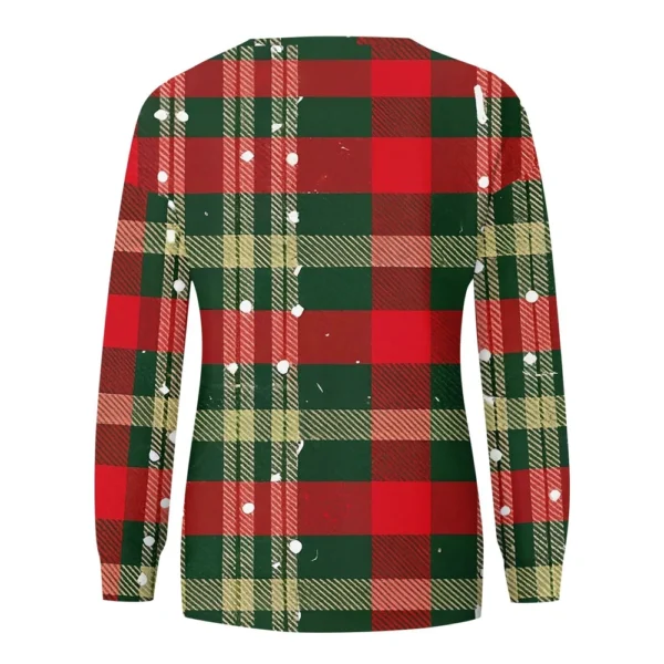 Women's Long Sleeve Print O-Neck Christmas Blouse Fashion Casual Pullover Top - Image 12