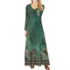 Women's Casual Fashion Long Sleeve Graphic Printed Vintage Long Dresses Fall - Image 20